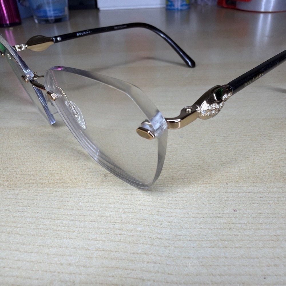 Bvlgari Serpenti Collection Women's Rimless  Glasses Frame w/ Jewels And Diamond